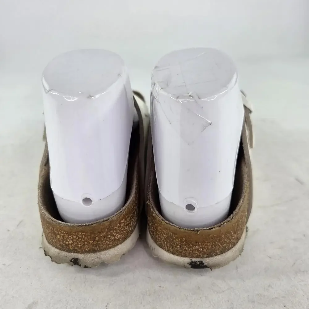 Birkenstock Arizona Soft Footbed Sandals Size 36 White Leather Buckle Slide - Picture 5 of 11